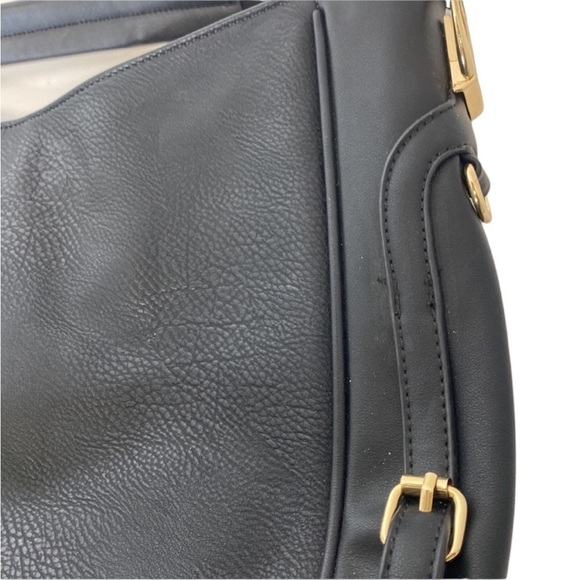 Le Miel NWT 100% Black Vegan Purse Handbag Large Tote Laptop - Picture 4 of 12